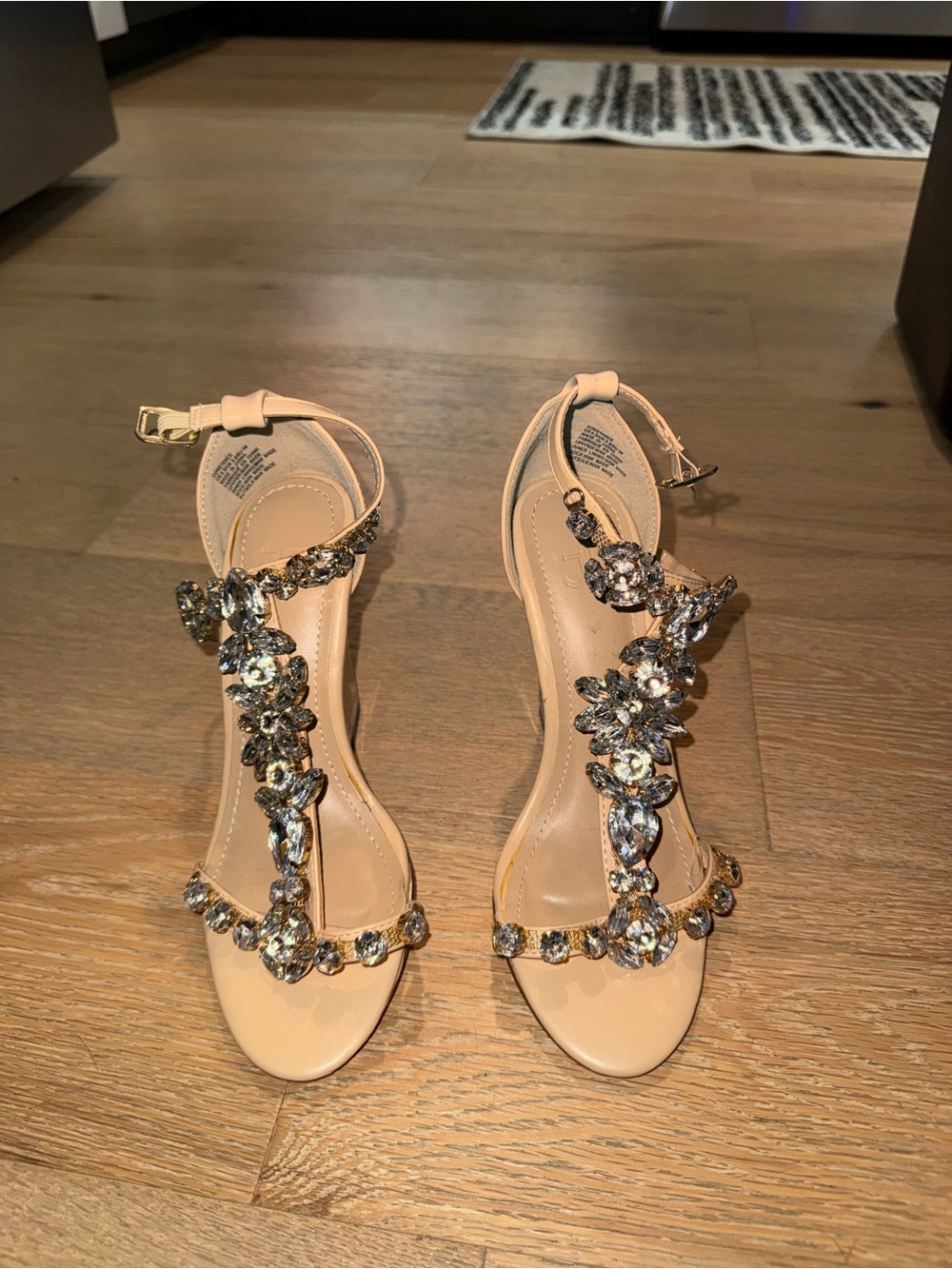 Embellished Nude Heeled Wedge